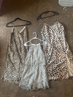 Leopard Print Slip Dress - Neutral Tones
